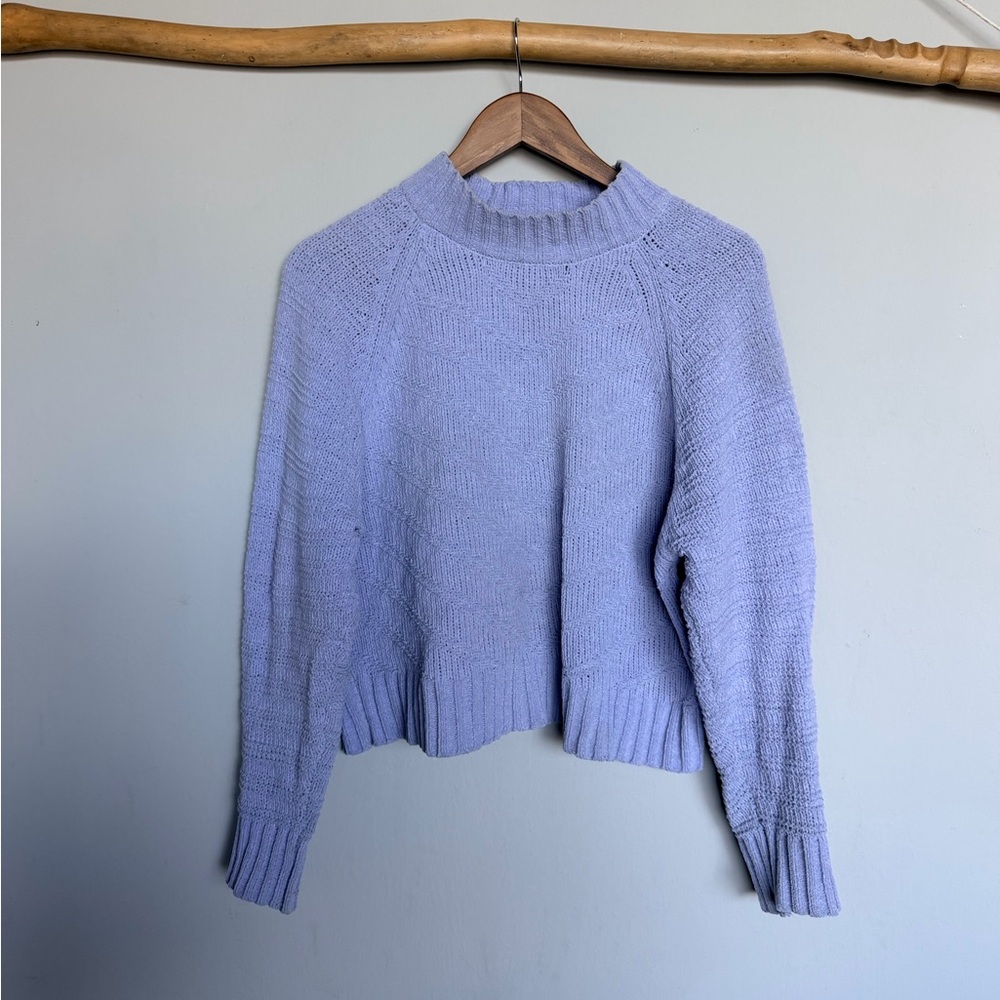 Light Purple Women's Mock Neck Chenille Sweater L